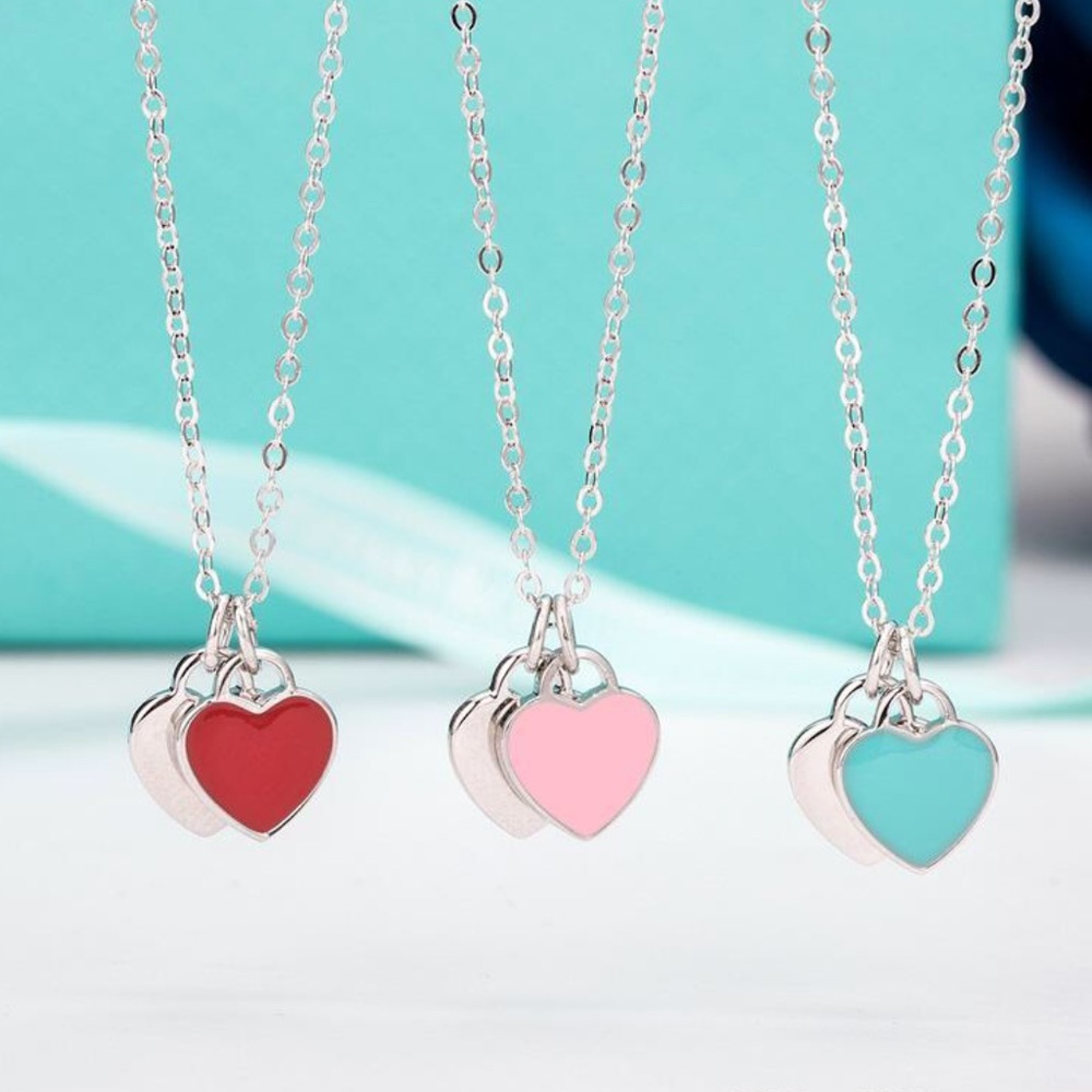 Double Heart necklace and earrings set Gold Plated
